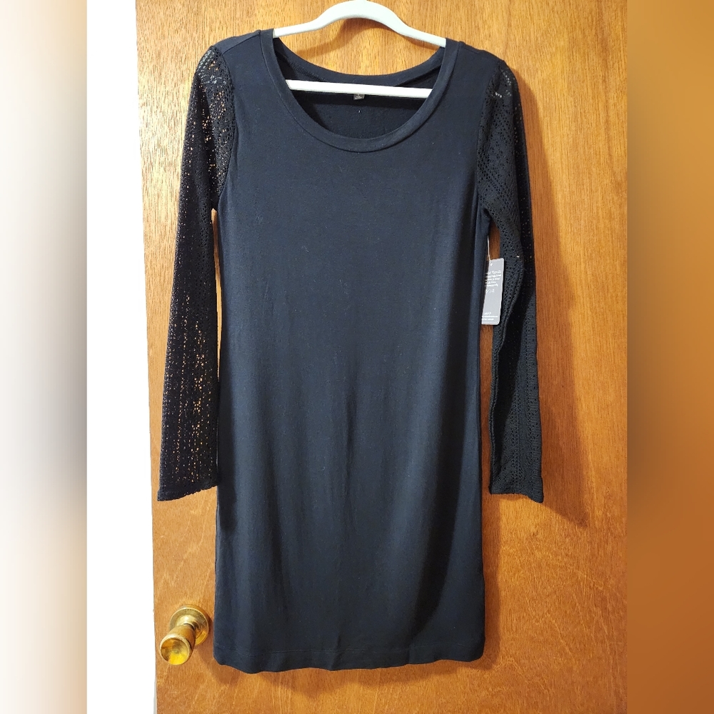 NWT Black Dress with Crochet Sleeves